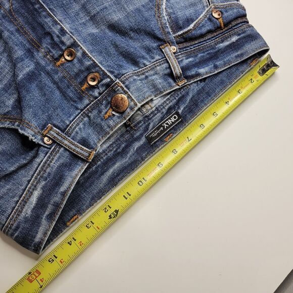 28 ONLY Gwen European distressed OOAK artisan Boyfriend loose fit blue JEANS 32 - Picture 2 of 15